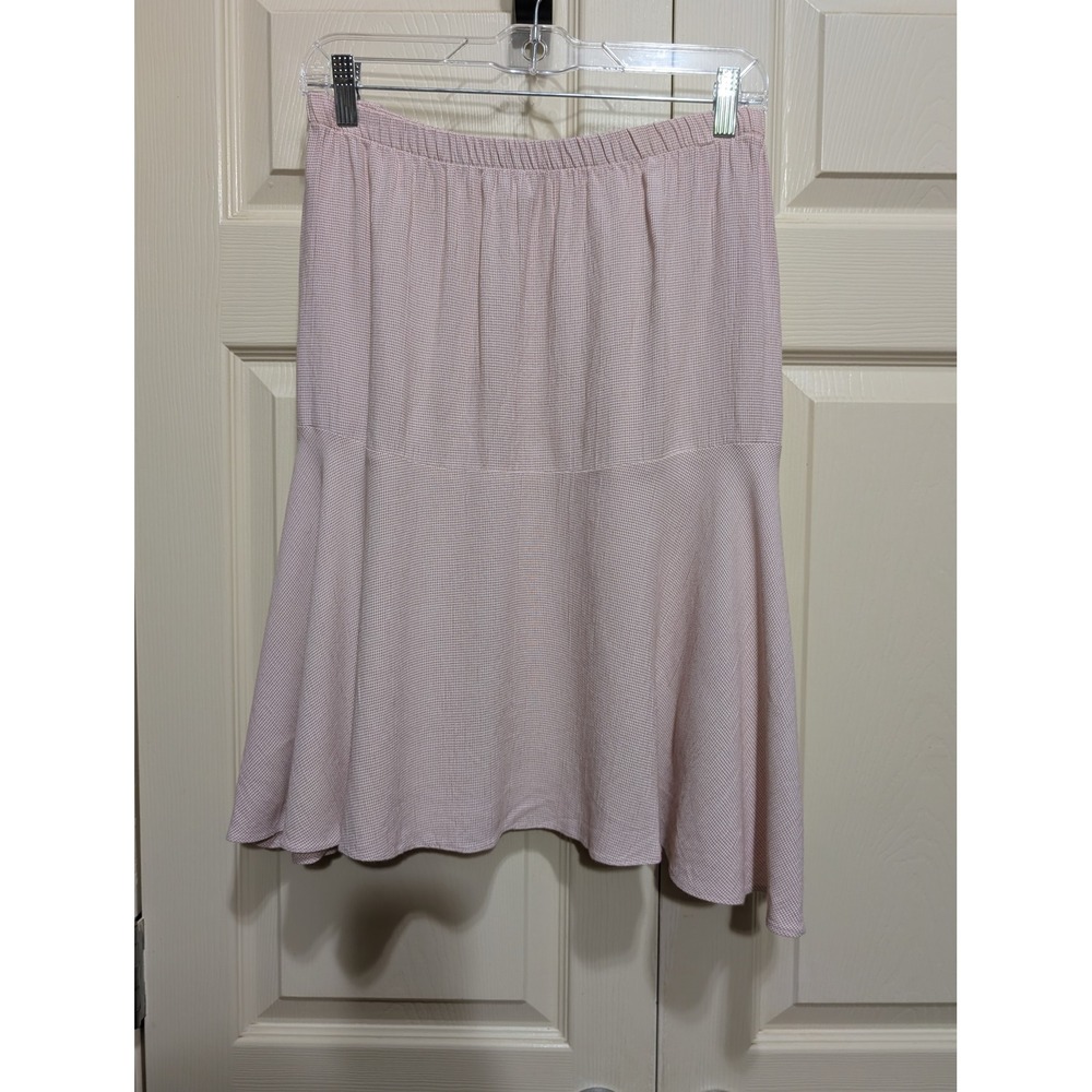 Vintage Boho Broomstick Skirt Pink Micro Check Flared Plus Size 22W Cottagecore